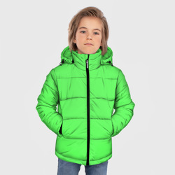 Зимняя куртка для мальчиков 3D Однотонный салатовый без рисунка - фото 2