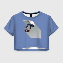Женская футболка Crop-top 3D Скейтбордист арт