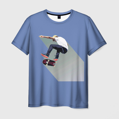 Мужская футболка с принтом Скейтбордист арт, вид спереди №1