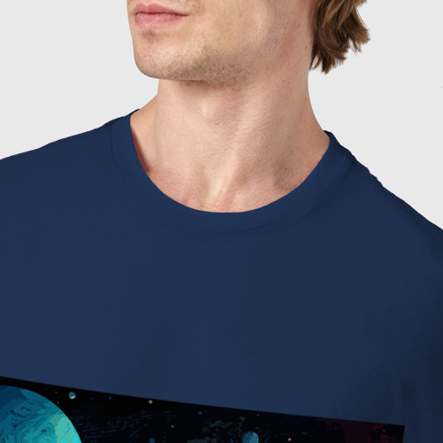 Мужская футболка хлопок Космос в стиле комиксов, цвет темно-синий - фото 6