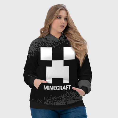 Женская толстовка 3D с принтом Minecraft glitch на темном фоне, фото #4