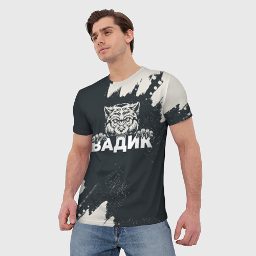 Мужская футболка 3D Вадик зубастый волк, цвет 3D печать - фото 3