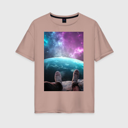 Женская футболка хлопок Oversize Шаг в космосе