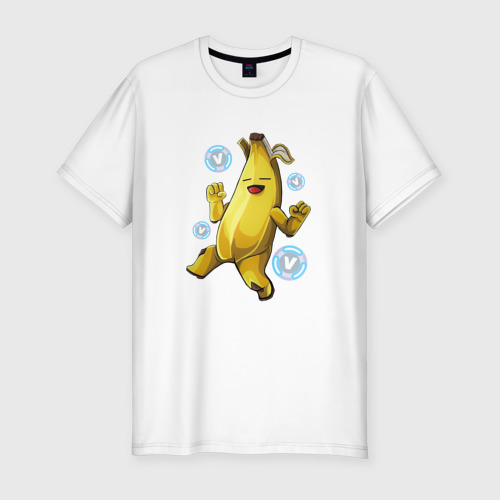 Мужская футболка хлопок Slim Банан с В-баксами Фортнайт, цвет белый