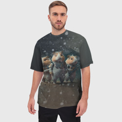 Мужская футболка oversize 3D Морские свинки в комбинезонах на марсе - фото 2