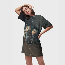 Платье-футболка 3D Морские свинки в комбинезонах на марсе - фото 2