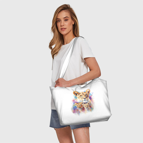 Пляжная сумка 3D Львица мама с двумя львятами - фото 5