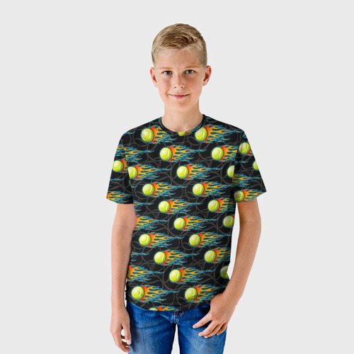 Детская футболка 3D Мячики теннисные, цвет 3D печать - фото 3