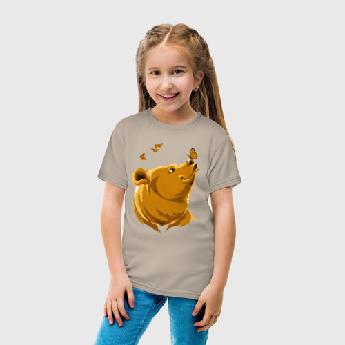 Детская футболка хлопок с принтом Медведь и бабочки, вид сбоку #3