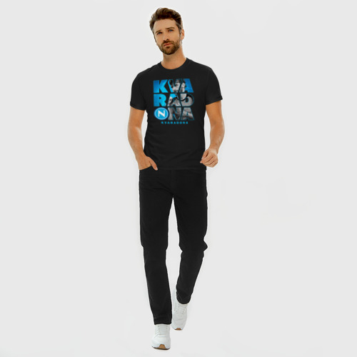 Мужская футболка хлопок Slim Хвича Кварацхелия Кварадона Наполи, цвет черный - фото 5