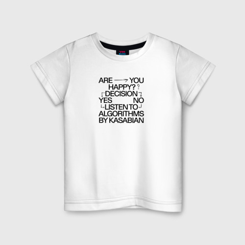 Детская футболка хлопок с принтом Kasabian Algorithms, вид спереди #2