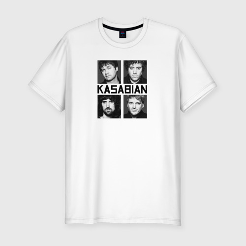 Мужская футболка хлопок Slim с принтом Kasabian музыканты, вид спереди #2