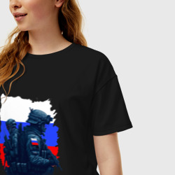 Женская футболка хлопок Oversize Военные РФ и флаг - neuro art - фото 2
