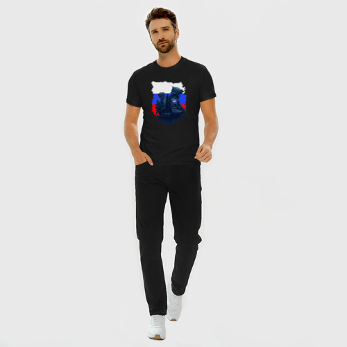 Мужская футболка хлопок Slim Военные РФ и флаг - neuro art, цвет черный - фото 5