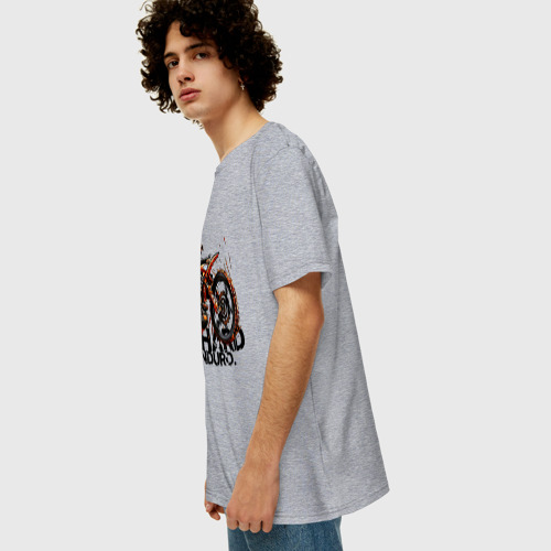 Мужская футболка хлопок Oversize с принтом Hard enduro, вид сбоку #3