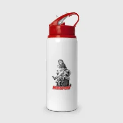 Бутылка для воды с трубочкой Moto girl