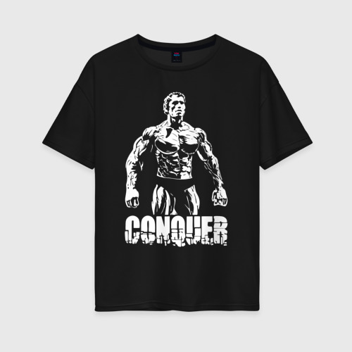 Женская футболка хлопок Oversize Arnold conquer, цвет черный