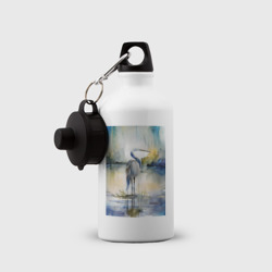 Бутылка спортивная Цапля на озере - акварель - нейросеть - фото 2