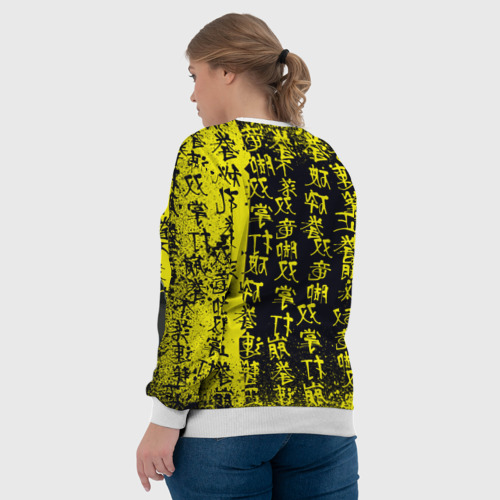 Женский свитшот 3D с принтом Ребекка в куртке самурая - Киберпанк, вид сзади #2