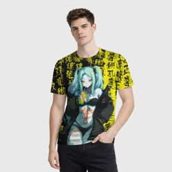 Мужская футболка 3D Ребекка в куртке - Киберпанк - фото 2