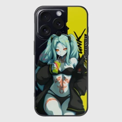 Чехол для iPhone 16 Pro силиконовый с защитой камеры Rebecca - Cyberpunk Edgerunners