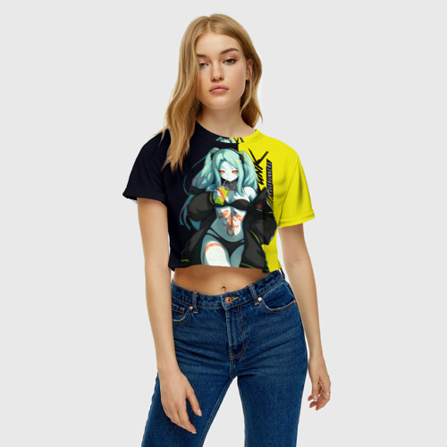 Женская футболка Crop-top 3D Rebecca - Cyberpunk Edgerunners, цвет 3D печать - фото 4