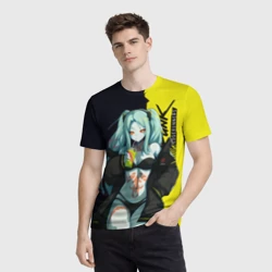 Мужская футболка 3D Rebecca - Cyberpunk Edgerunners - фото 2