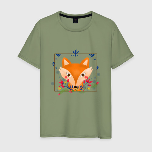 Мужская футболка хлопок с принтом Портрет лисы, вид спереди #2