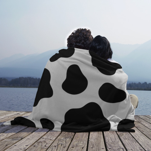 Плед 3D с принтом Принт - пятна коровы, вид сбоку #3