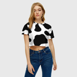 Женская футболка Crop-top 3D Принт - пятна коровы - фото 2