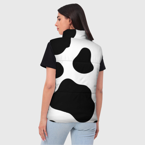 Женский жилет утепленный 3D с принтом Принт - пятна коровы, вид сзади #2