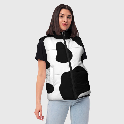 Женский жилет утепленный 3D с принтом Принт - пятна коровы, фото на моделе #1