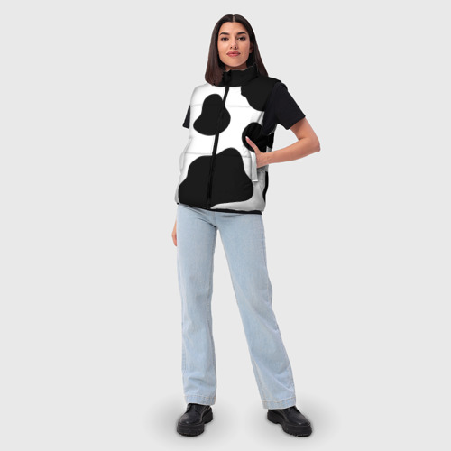 Женский жилет утепленный 3D с принтом Принт - пятна коровы, вид сбоку #3