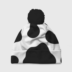 Принт - пятна коровы – Шапка 3D c помпоном с принтом купить