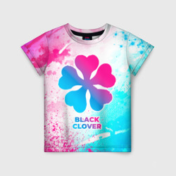 Детская футболка 3D Black Clover neon gradient style