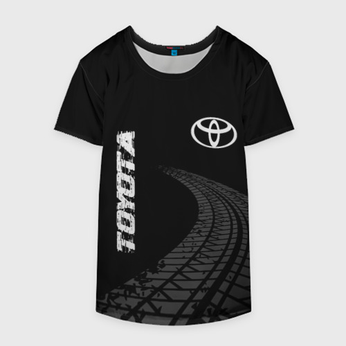 Накидка на куртку 3D Toyota Speed на темном фоне со следами шин: надпись, символ, цвет 3D печать - фото 4