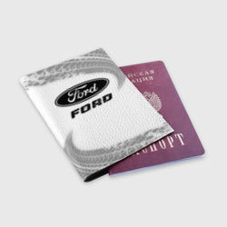 Обложка для паспорта матовая кожа Ford Speed на светлом фоне со следами шин - фото 2