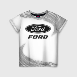 Детская футболка 3D Ford Speed на светлом фоне со следами шин