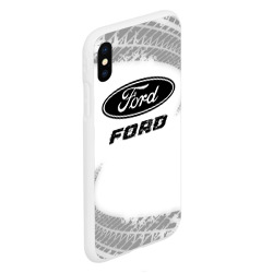 Чехол для iPhone XS Max матовый Ford Speed на светлом фоне со следами шин - фото 2