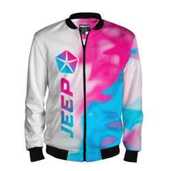 Мужской бомбер 3D Jeep neon gradient style: по-вертикали