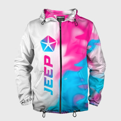 Мужская ветровка 3D Jeep neon gradient style: по-вертикали