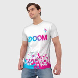 Мужская футболка 3D Doom neon gradient style: символ сверху - фото 2