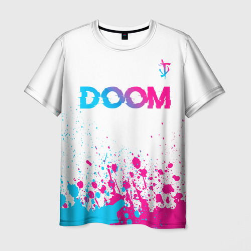 Мужская футболка 3D Doom neon gradient style: символ сверху, цвет 3D печать