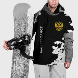 Накидка на куртку 3D Баскетболист из России и герб РФ: надпись, символ