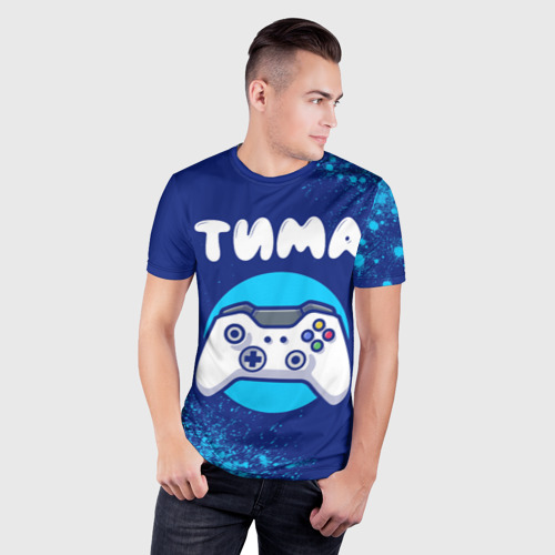 Мужская футболка 3D Slim с принтом Тима геймер, фото на моделе #1