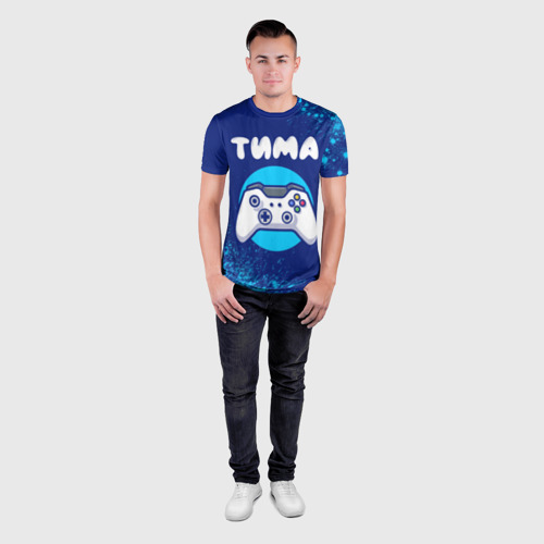 Мужская футболка 3D Slim с принтом Тима геймер, вид сбоку #3