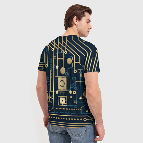 Мужская футболка 3D с принтом Микросхемы, вид сзади #2