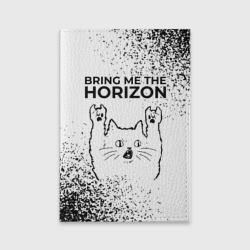 Обложка для паспорта матовая кожа Bring Me the Horizon рок кот на светлом фоне