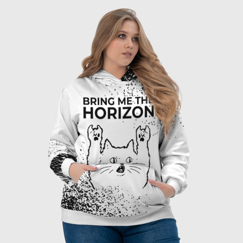 Женская толстовка 3D Bring Me the Horizon рок кот на светлом фоне, цвет 3D печать - фото 6
