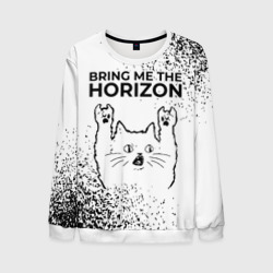 Мужской свитшот 3D Bring Me the Horizon рок кот на светлом фоне